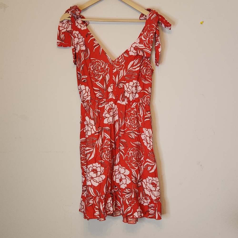 Calliope Floral Print Ruffled Wrap Mini Dress, size L - Picture 4 of 12